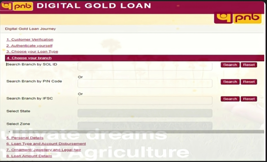 Select Your Nearest Branch - PNB Digi Gold Loan
