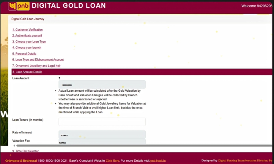 Eligible Loan Amount DIsplay - PNB Digi Gold Loan