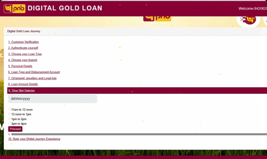 Select Time Slot for Branch Visit - PNB Digi Gold Loan