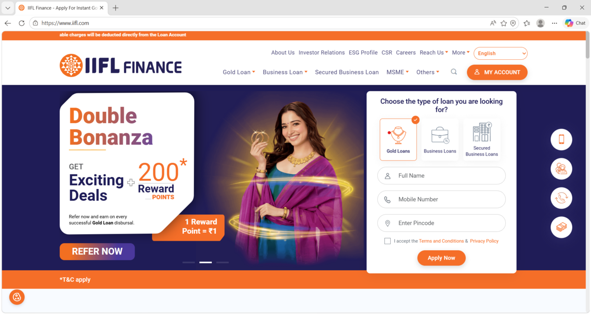 IIFL Gold Loan Home Page