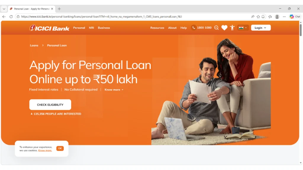 ICICI Personal Loan Page