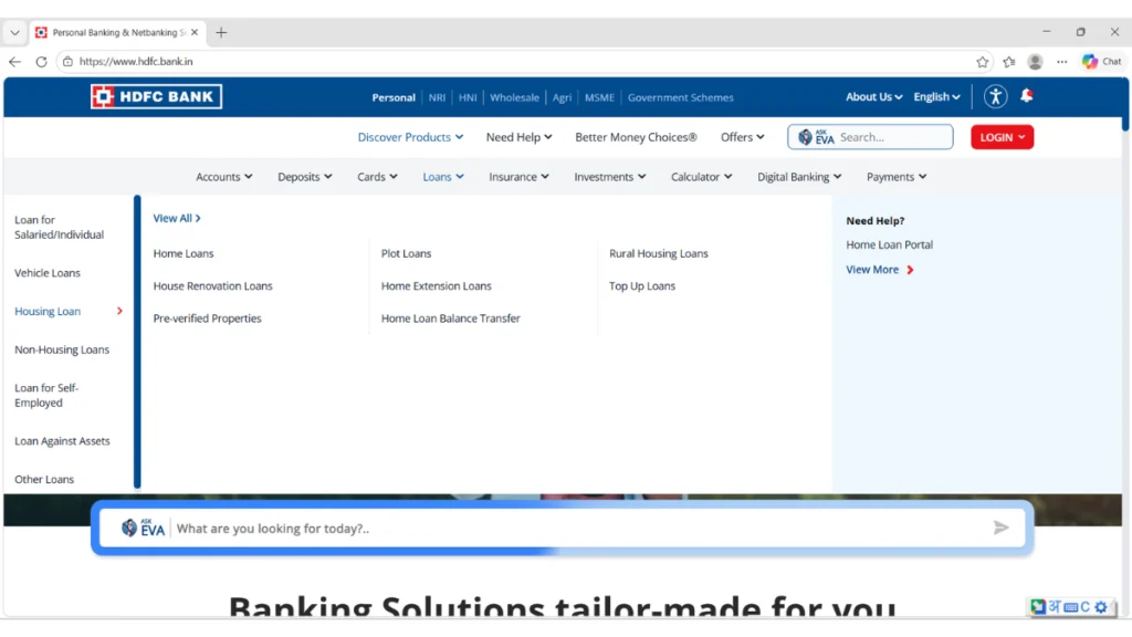 Select Home Loan Under Discover Product