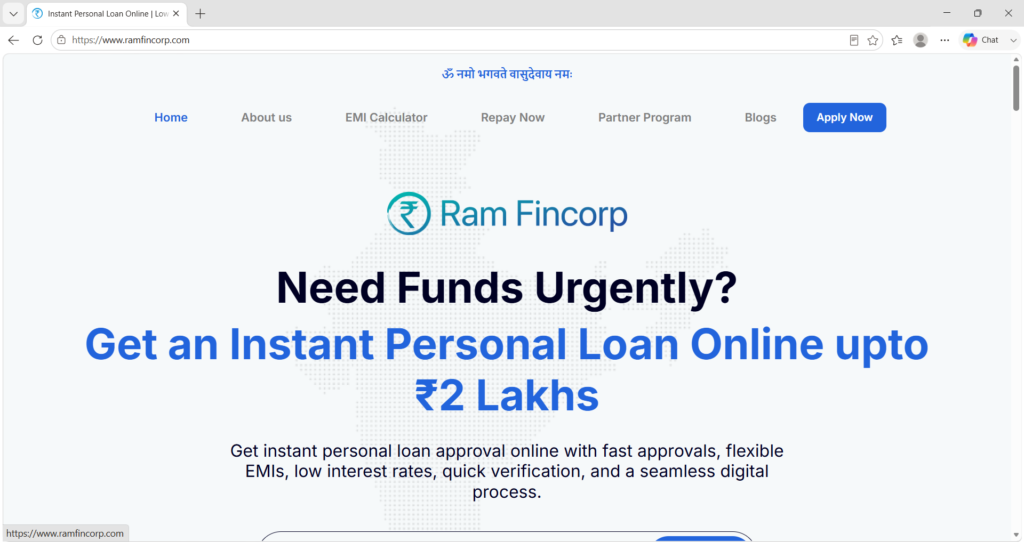 Ram Fincorp Home Page
